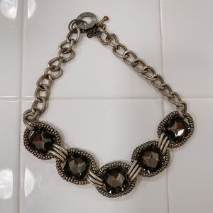 Elegant Silver and Black Statement Necklace